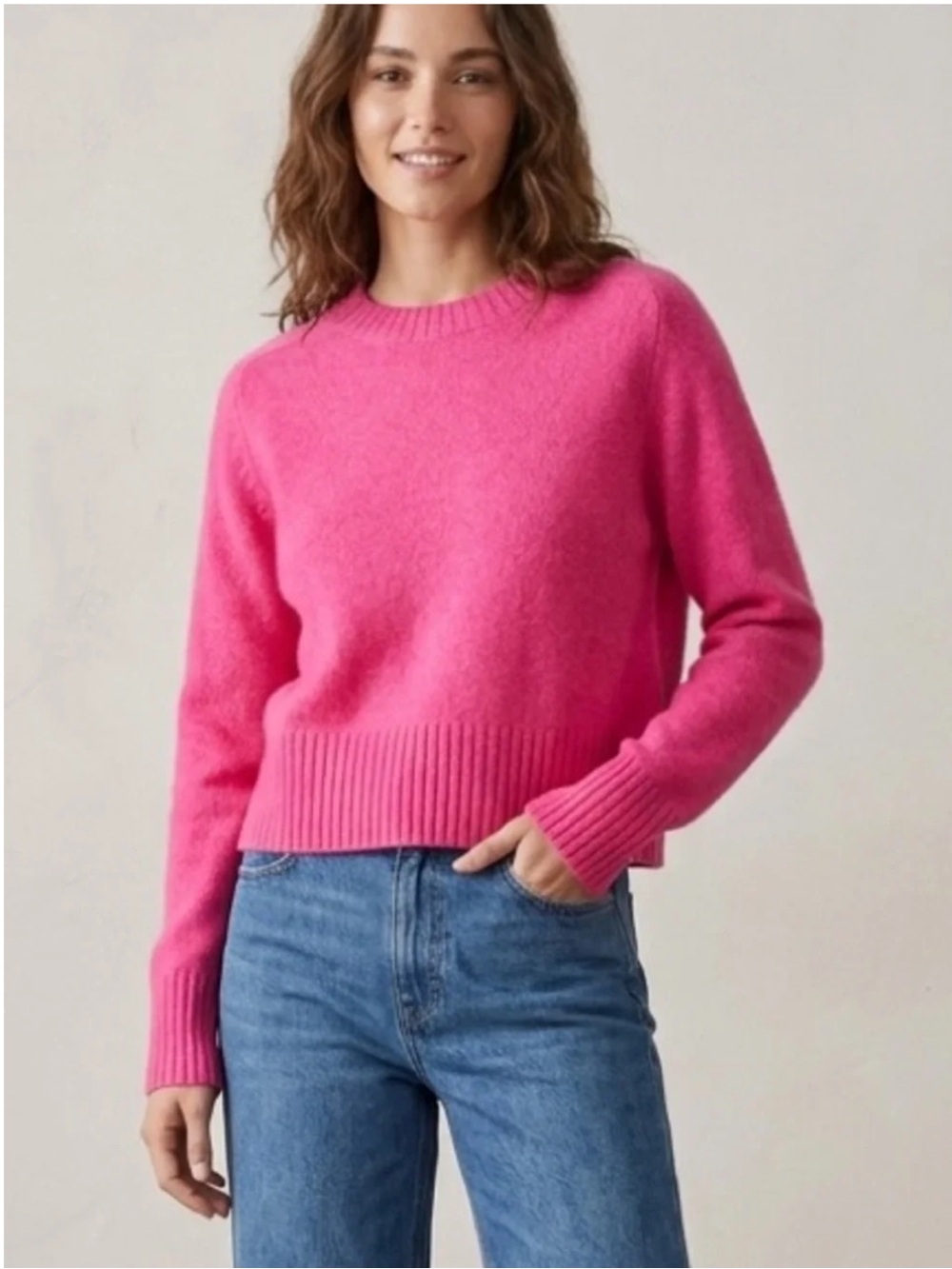 Hot Pink Crewneck Women's Sweater